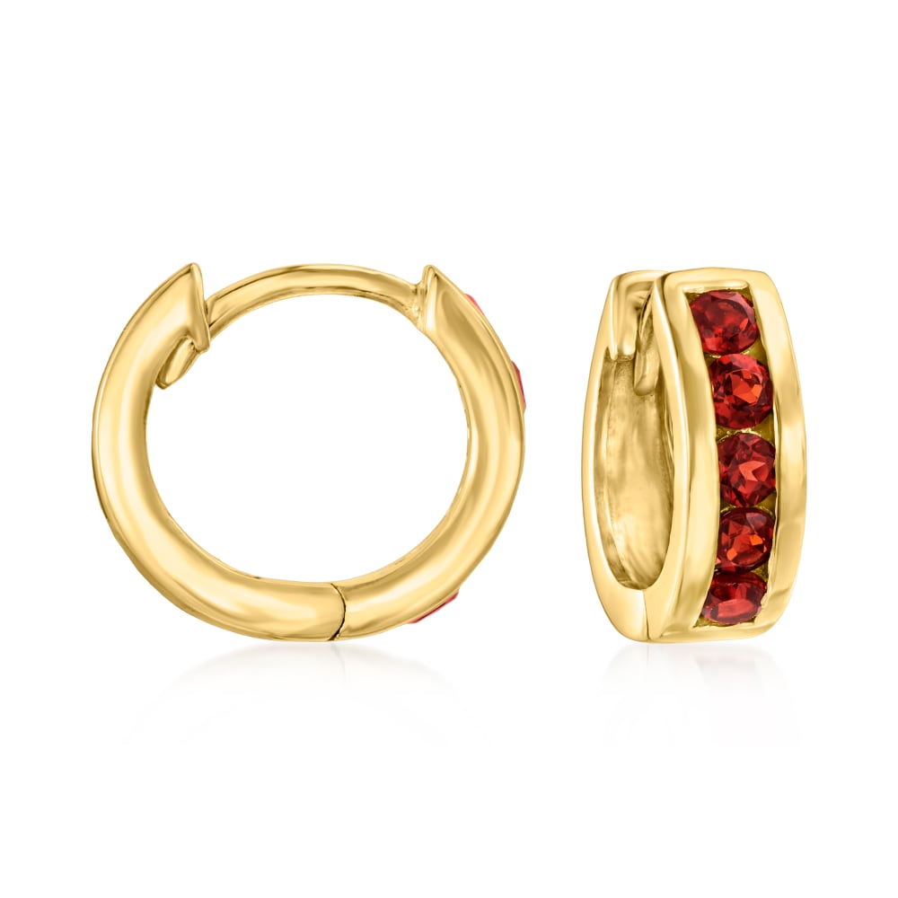 90 ct. t.w. Garnet Huggie Hoop Earrings in 18kt Gold Over Sterling