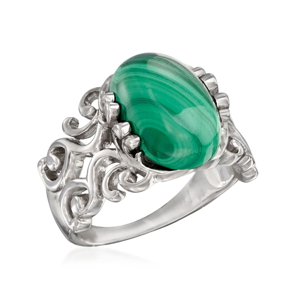 Cabochon Malachite Ring in Sterling Silver | Ross-Simons