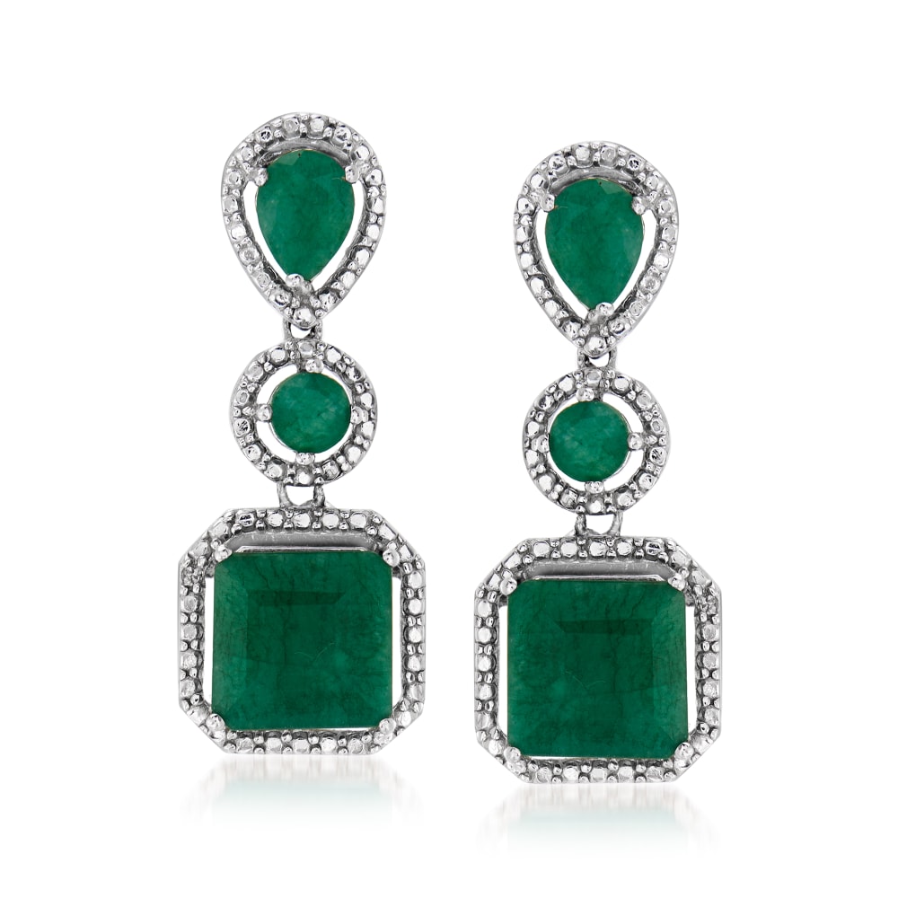 Sage Gemstone Statement Earrings In Emerald & Green Strawberry Quartz |  AMINA JOHAN | Wolf & Badger