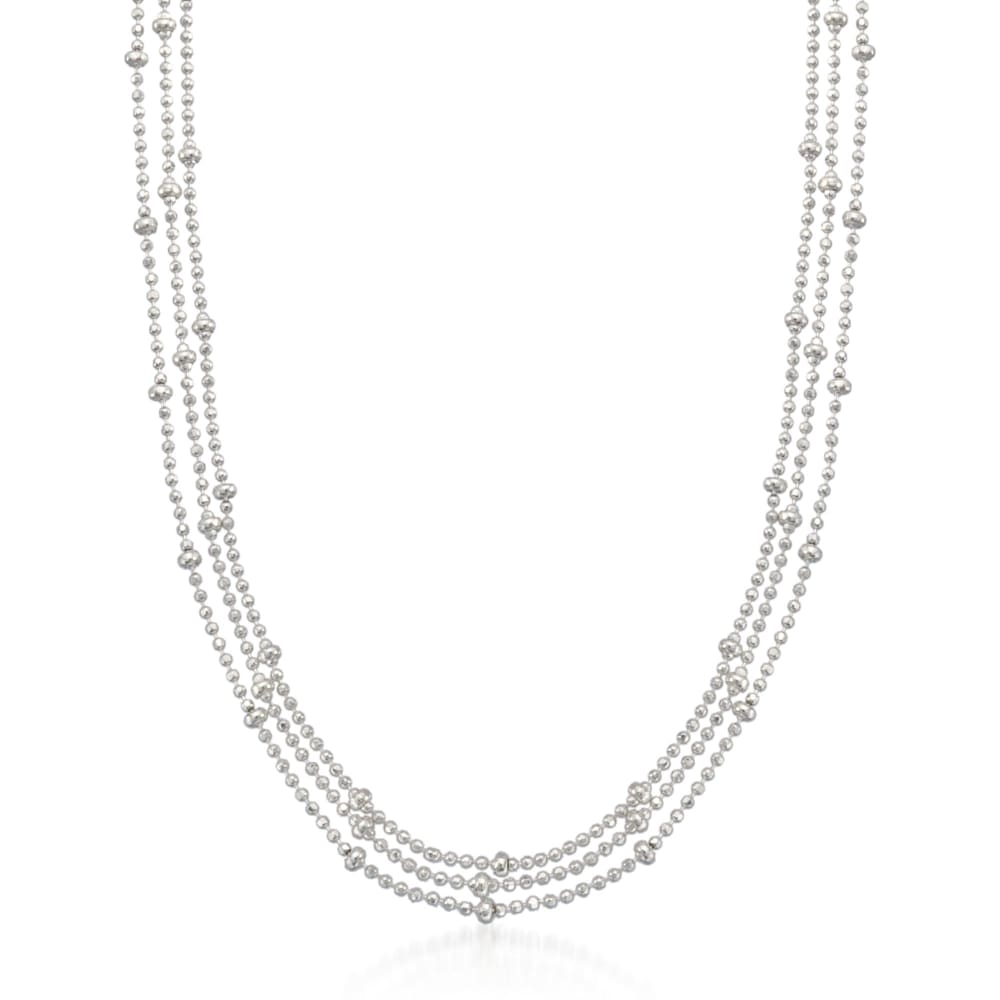 Italian Sterling Silver Three-Strand Bead Chain Necklace | Ross-Simons
