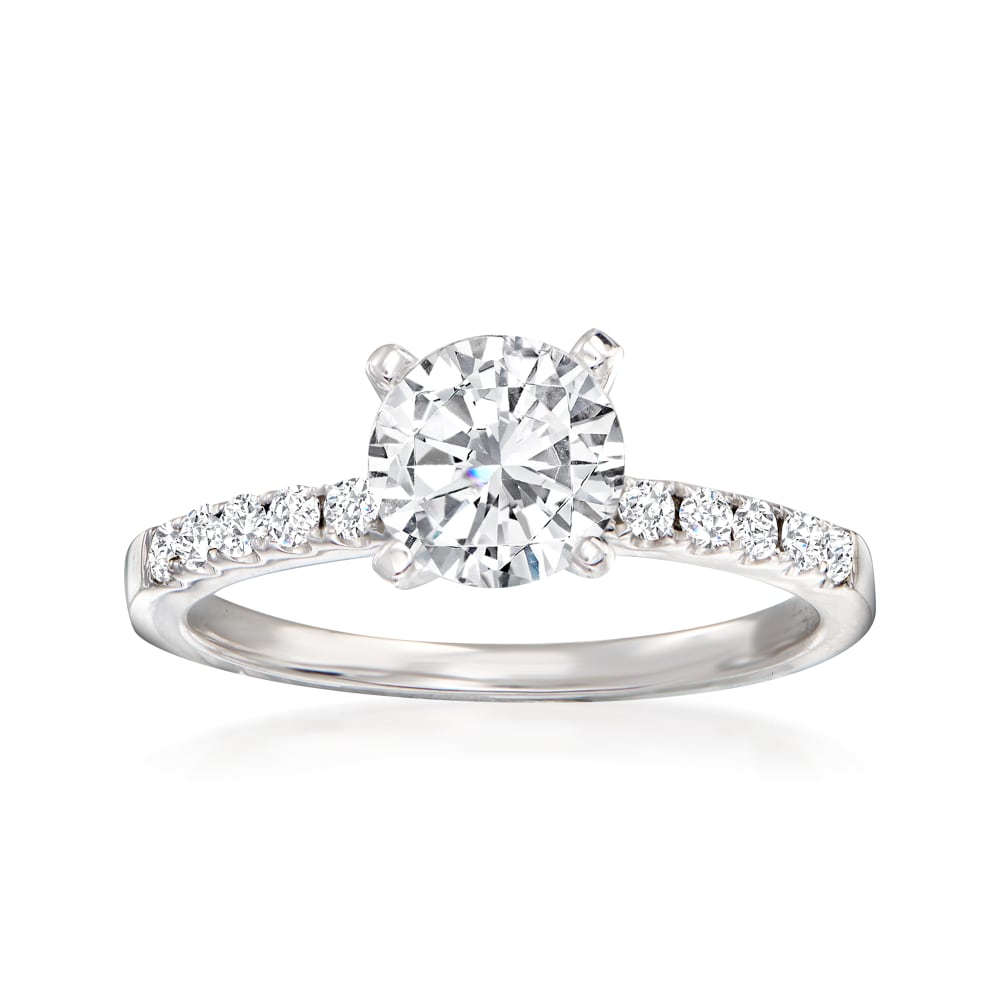 18K White Gold Antique-Style Diamond Pave Semi-Mount Engagement Ring -  116-13514