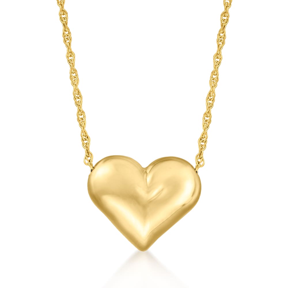 18k Gold Layered 6mm Bead Necklace with a Puffy Heart Charm attached –  Bella Joias Miami
