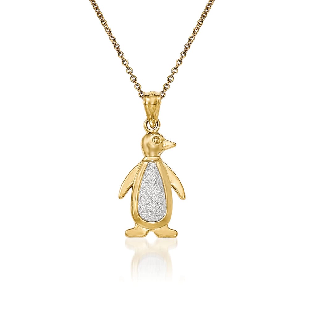 Penguin Pendant Necklace Simulated Diamond 14k Rose Gold Plated Sterling  Silver | eBay