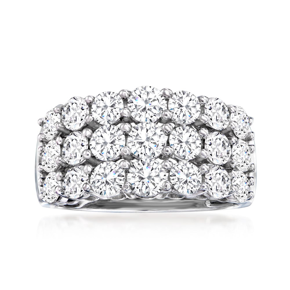Ross-Simons - .5 ctw Diamond Open-Space Two-Row Ring in 14kt White Gold. Size 6