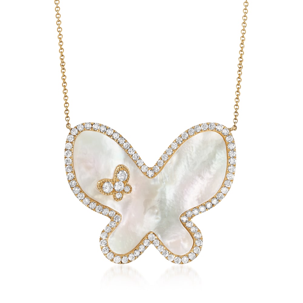 Silver Mother Of Pearl Butterfly Necklace – The Painted Cottage
