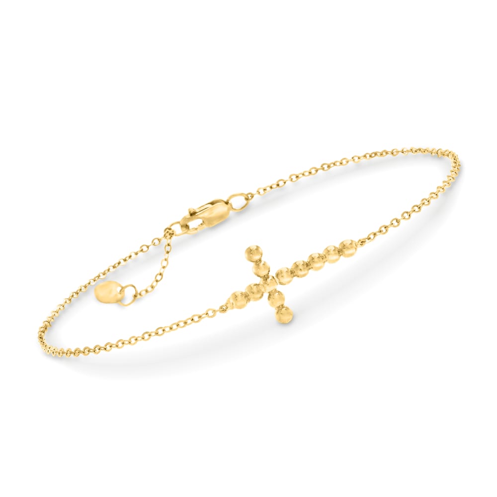 Sideways Cross Bracelet 14K White Gold 7