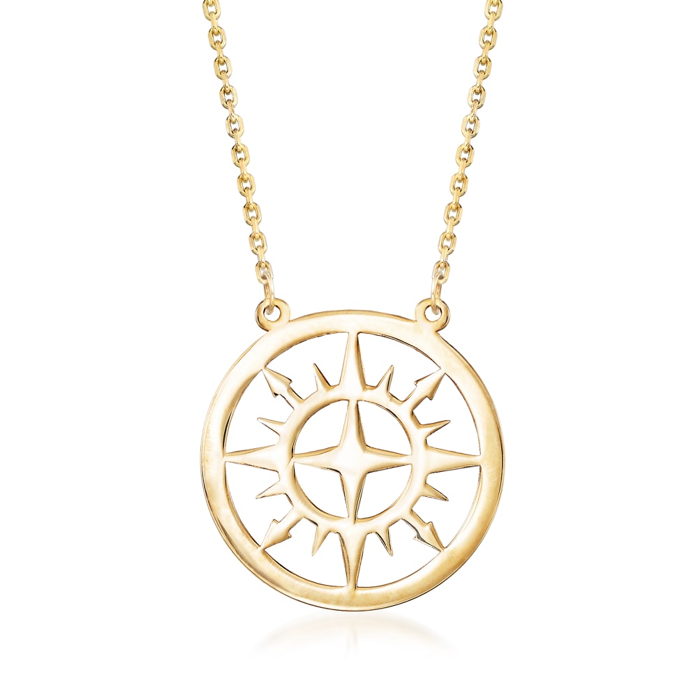 Buy 14k Solid Gold Pendant Compass, Diameter 2.6 Cm, Pendant for Women and  Men, Personalization Pendant Online in India - Etsy
