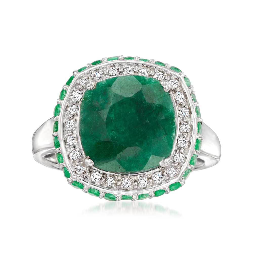Green Aventurine and Blue Topaz Ring Size 6.75