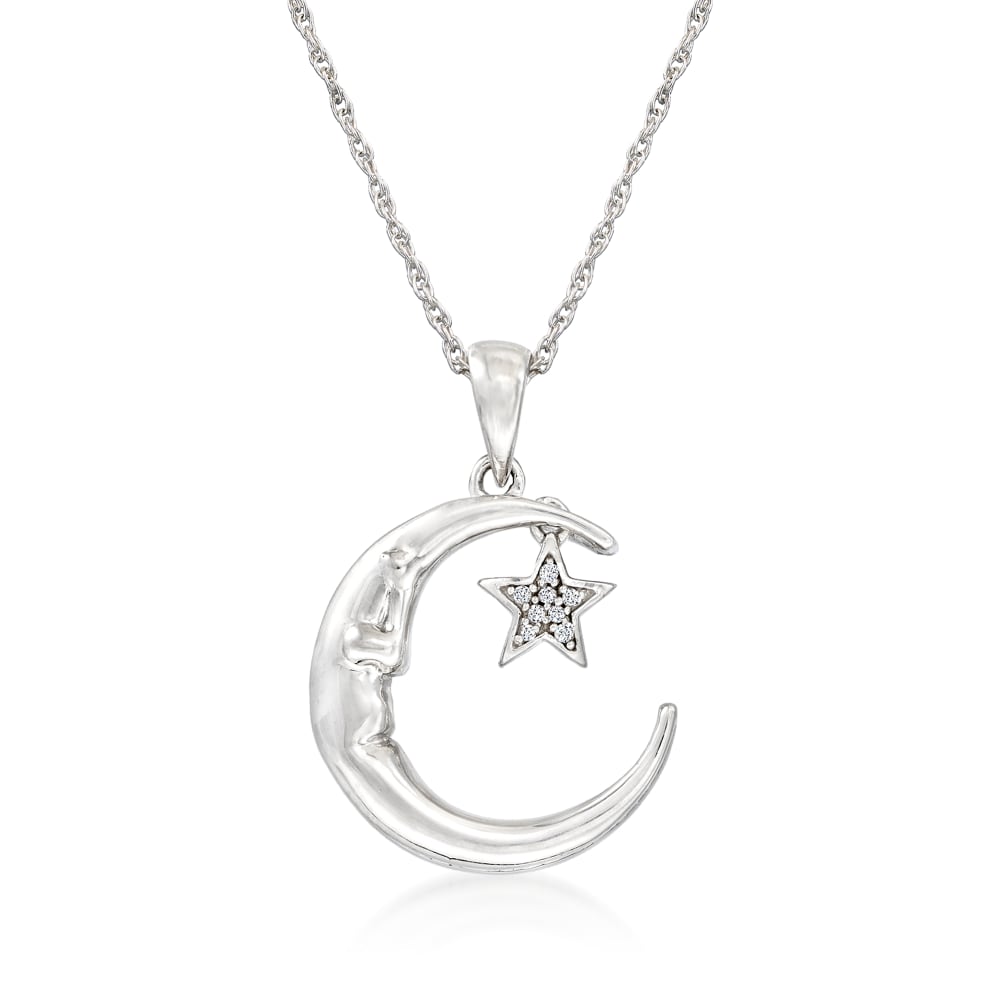 Mini Moon and Star Diamond Necklace by Meira T | Giving Tree Gallery