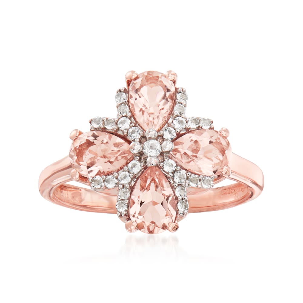 1.40. ct. t.w. Morganite and .10 ct. t.w. White Topaz Ring in 18kt Rose ...