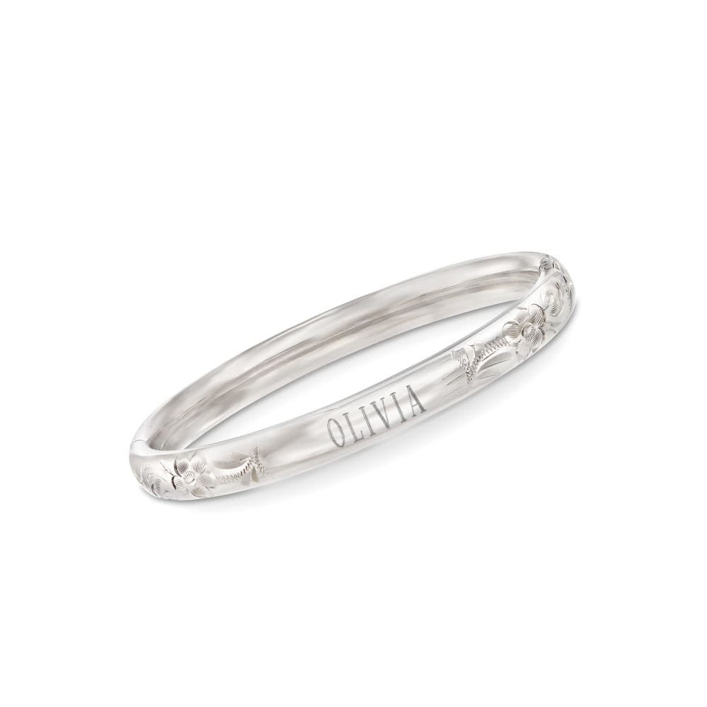 Baby silver bracelets discount engraved