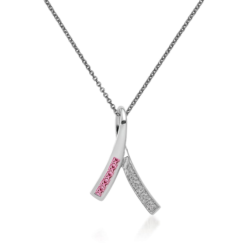 Pink Sapphire and Diamond Accented Breast Cancer Awareness