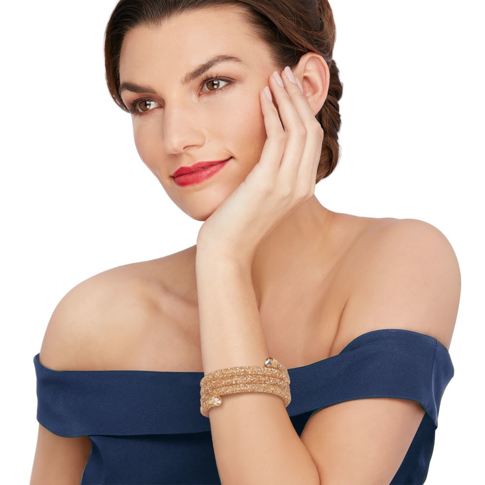 Buy SWAROVSKI Golden Crystal Crystaldust Bangle Double - Bracelet for Women  1478989 | Myntra