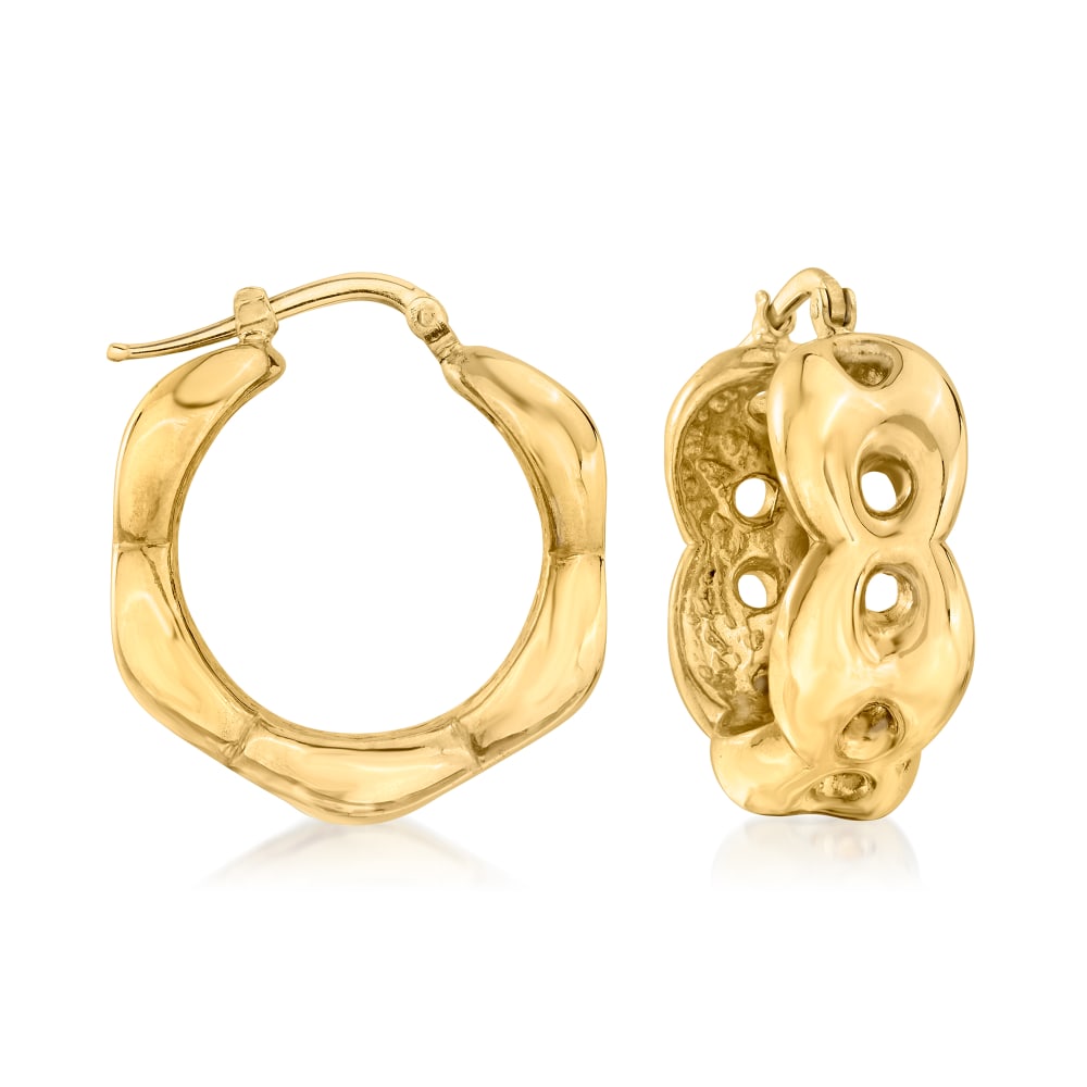 Italian 18kt Gold Over Sterling Mariner-Link Hoop Earrings | Ross