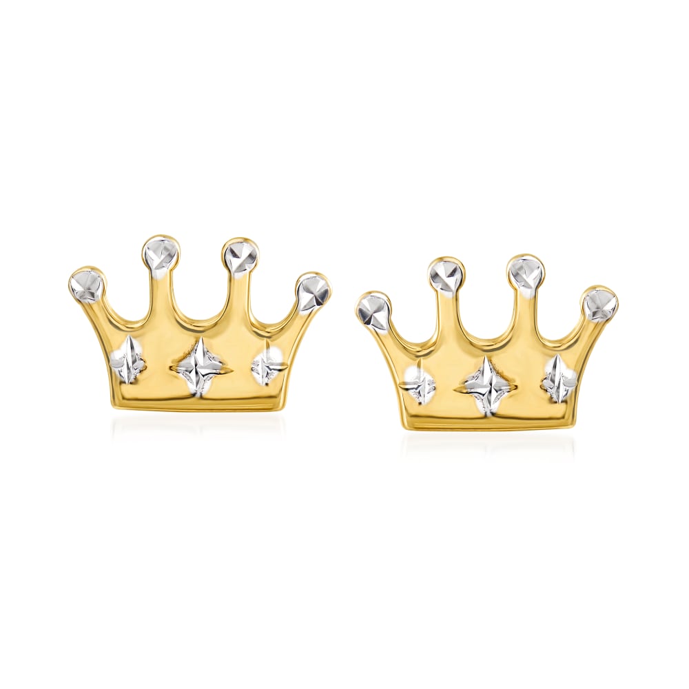 14kt Yellow Gold Crown Stud Earrings Ross Simons