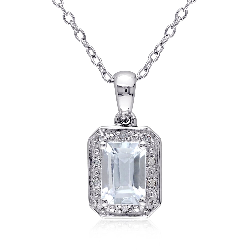 Aquamarine necklace diamond hotsell accents sterling silver