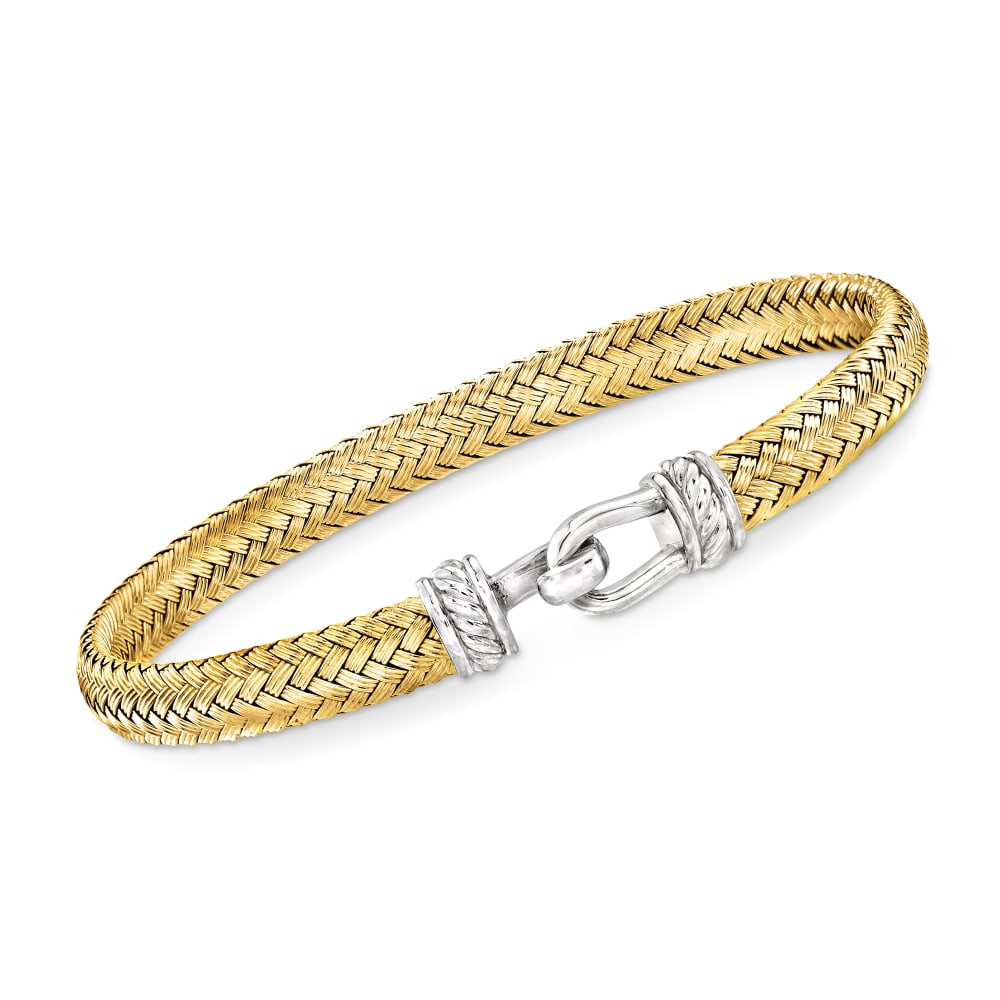 Italian Sterling Silver and 18kt Gold Over Sterling Horsebit Woven