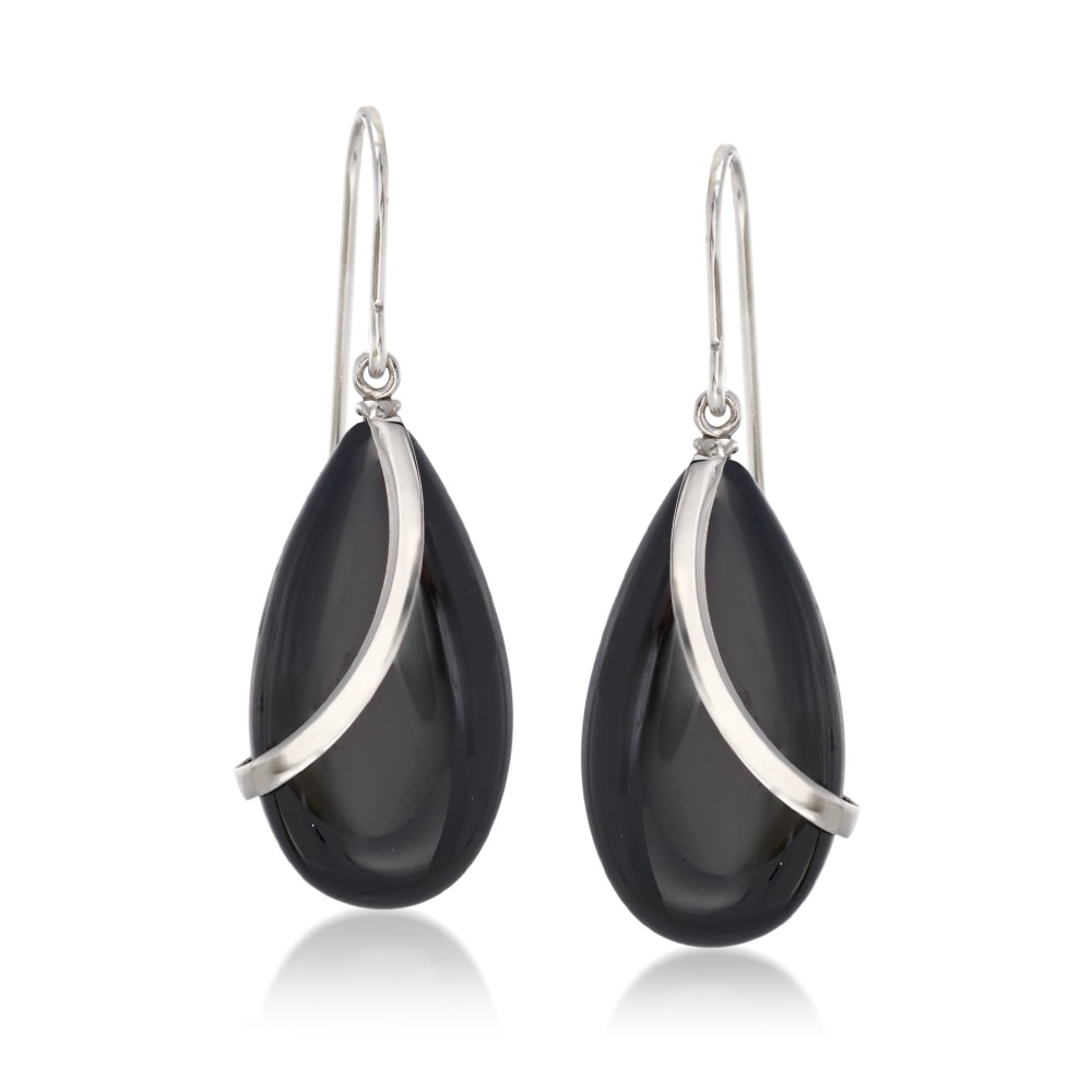 Leaf Pattern Drop & Dangle Earring||Black Silver||Set of 1 - SpazaShop