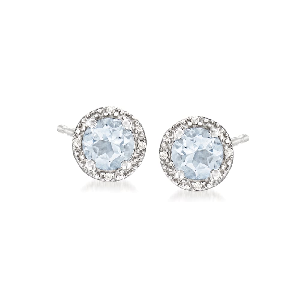 Sterling Silver Natural Aquamarine & .02 CTW Natural Diamond Earrings -  66278-60003-P