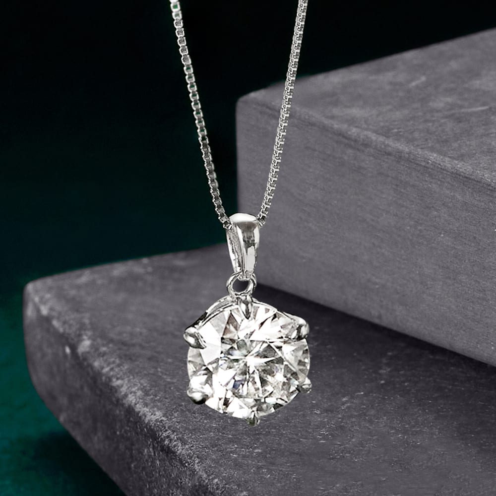 3.00 Carat Moissanite Solitaire Necklace in Sterling Silver | Ross