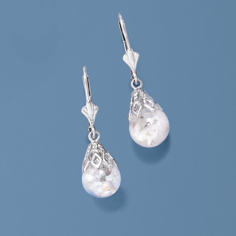 Floating Opal Drop Earrings in 14kt White Gold | Ross-Simons