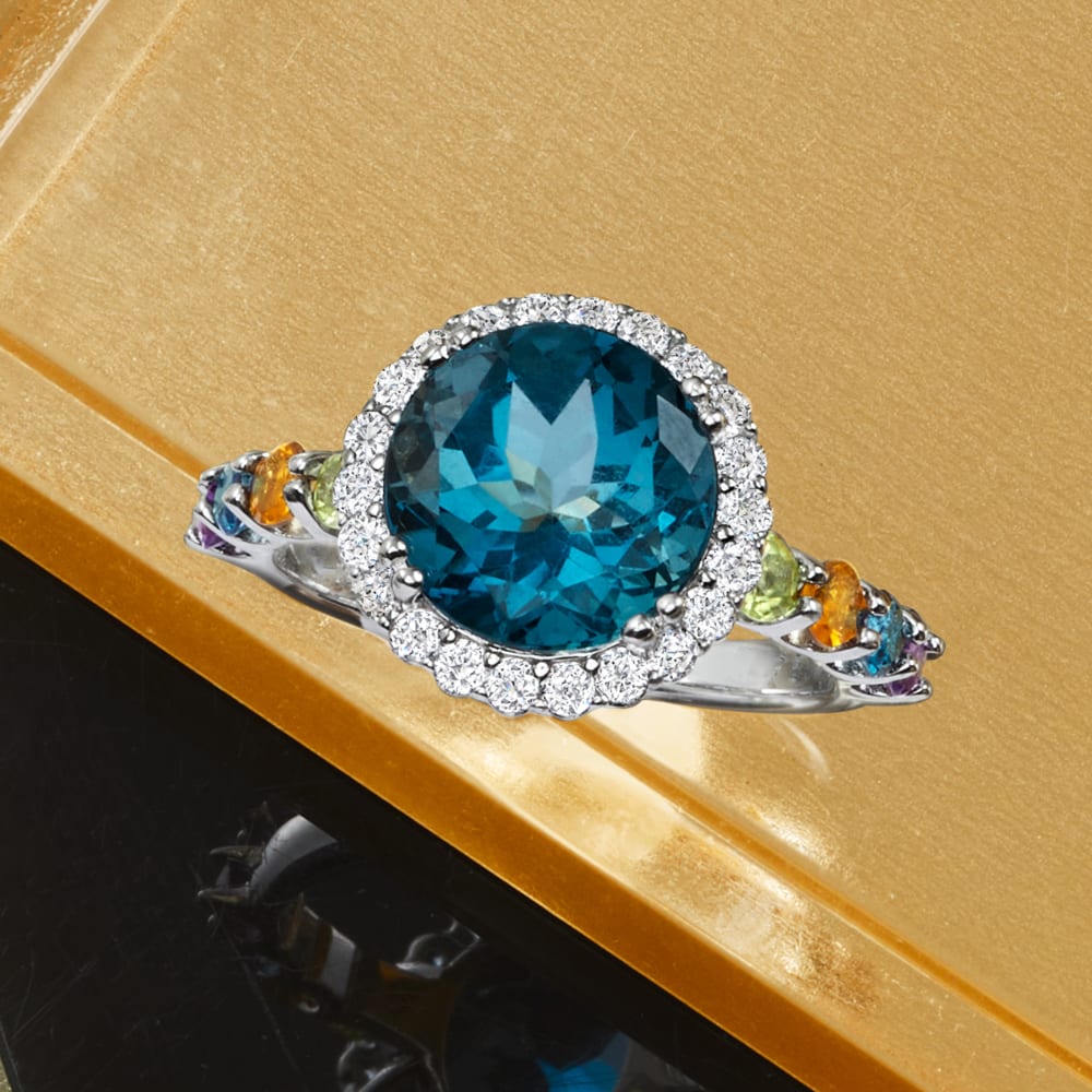 AGRULE Natural Swiss Blue Topaz London Blue Topaz Created White Sapphire  Gemstone Rings 925 Sterling Silver Handmade Gem Ring Birthday Gift for  Women Size 6 to 10, Sterling Silver, London Blue Topaz :