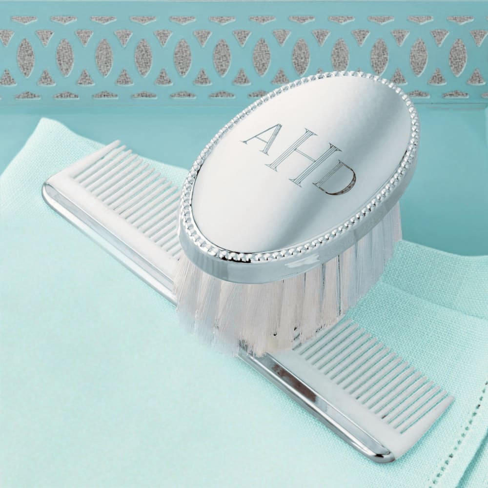 Sterling silver baby boy brush and comb hotsell set
