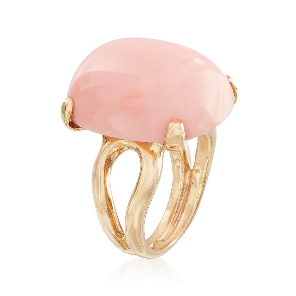 Pink coral ring 14k yellow top gold