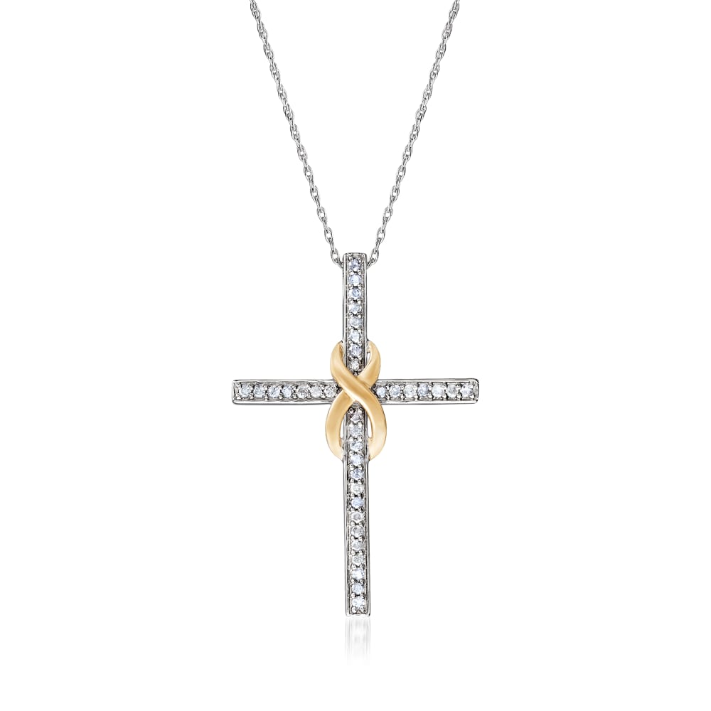 Diamond infinity top cross necklace