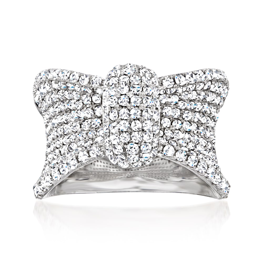 Tiffany & Co. 18K White Gold Diamond Bow Ring - modaselle