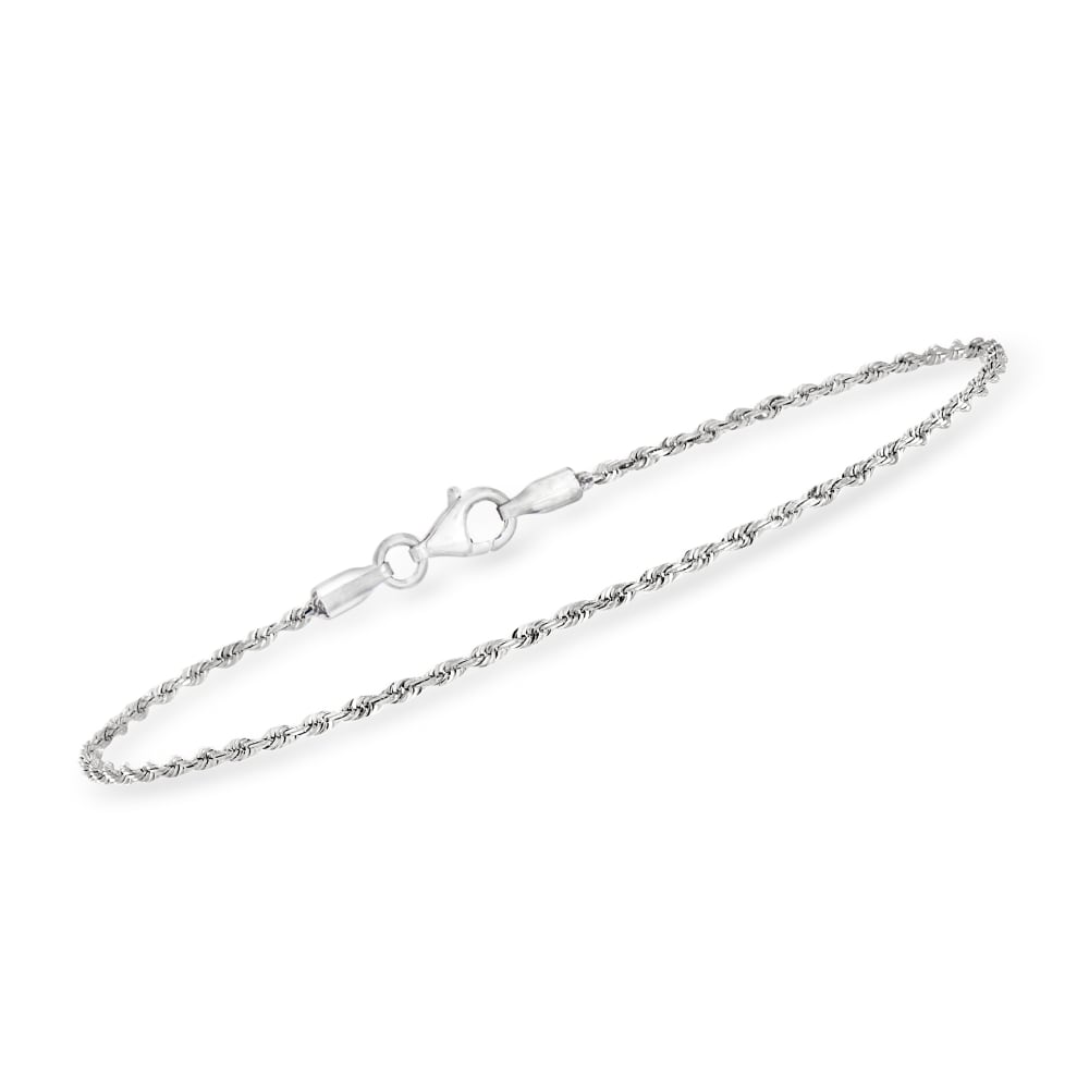 14K White Gold Rope Chain Bracelet for Men and Women â€“ Measures 3mm  Thickness x 7 Inches Length - Walmart.com