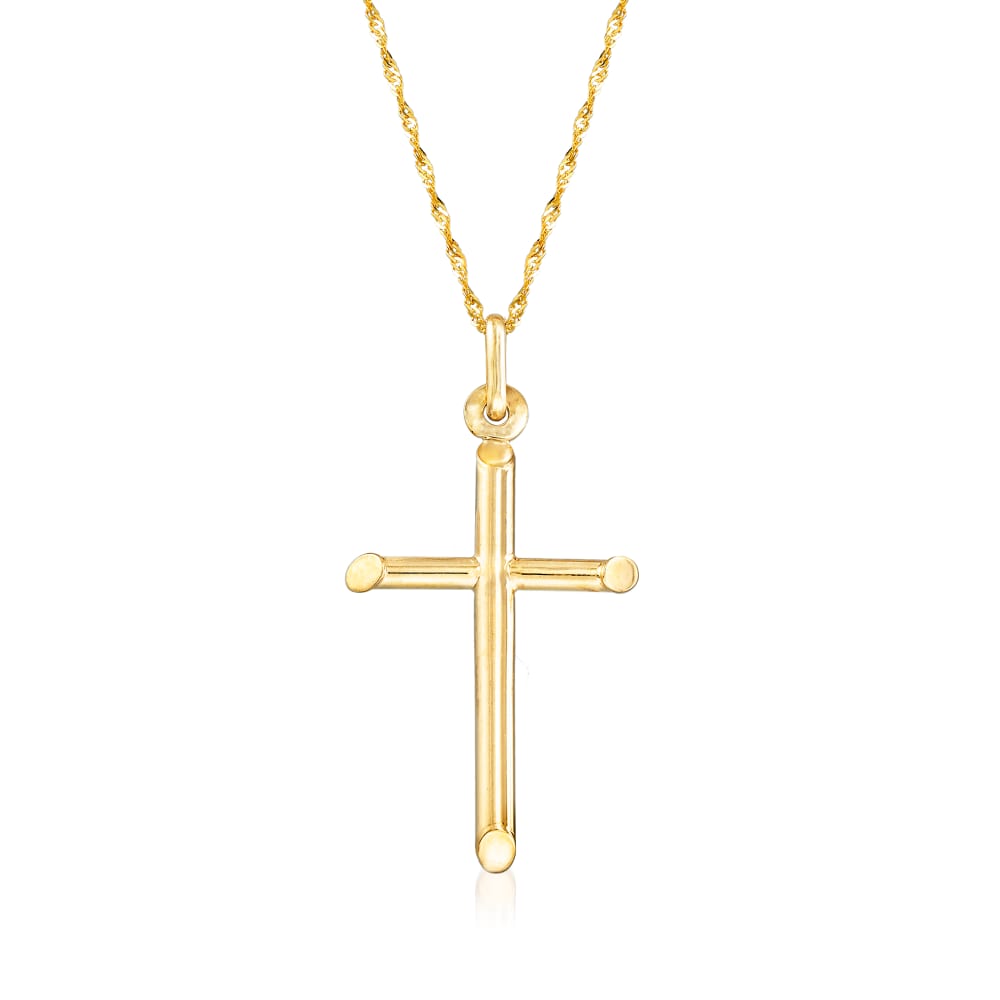 Ross-Simons Italian 18kt Yellow Gold Diamond-Cut Cross Pendant Necklace,  Women's, Adult - Walmart.com
