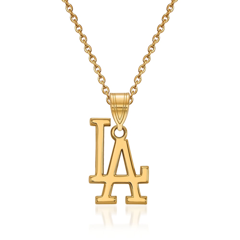 14kt Yellow Gold MLB Los Angeles Dodgers Pendant Necklace. 18