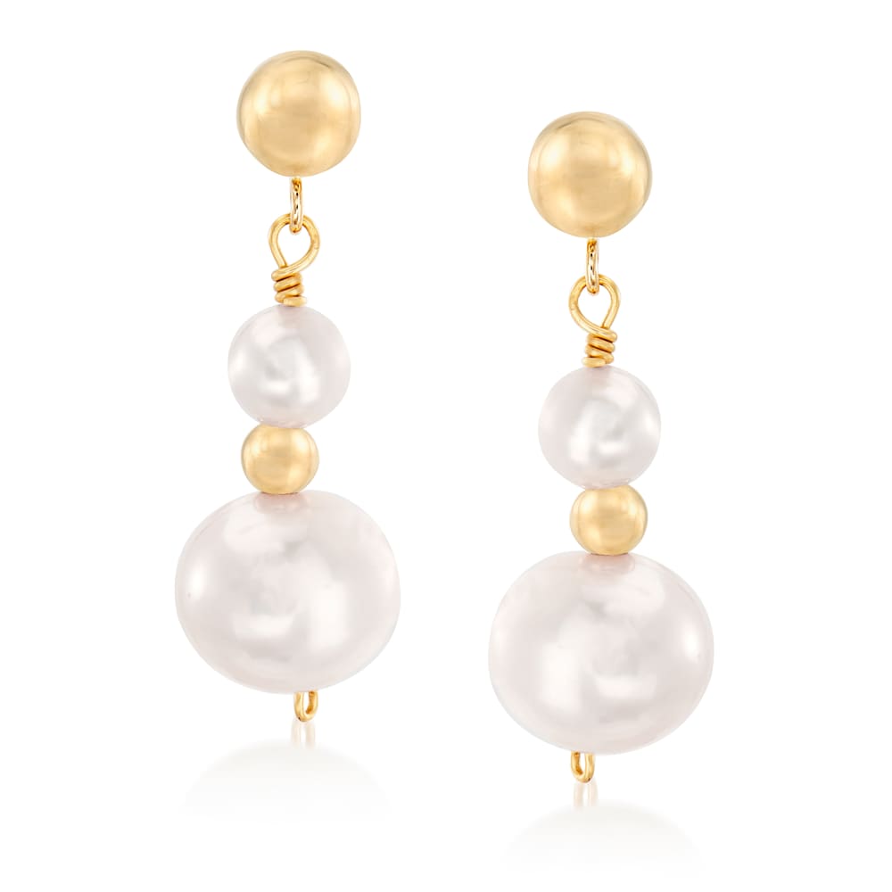 5-9mm Cultured Pearl Drop Earrings in 14kt Yellow Gold | Ross-Simons