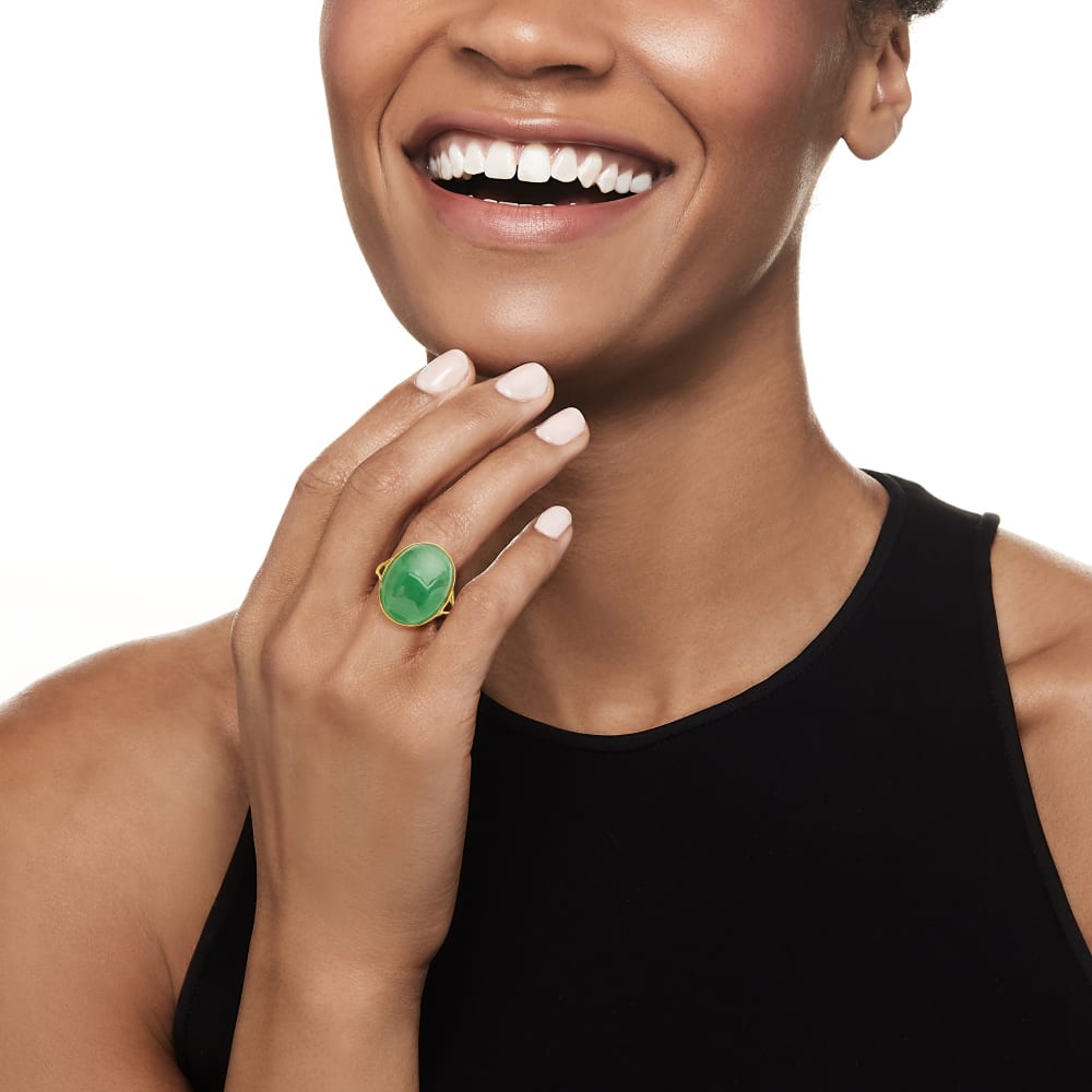 Ross simons carved green jade store and mother of pearl frog ring