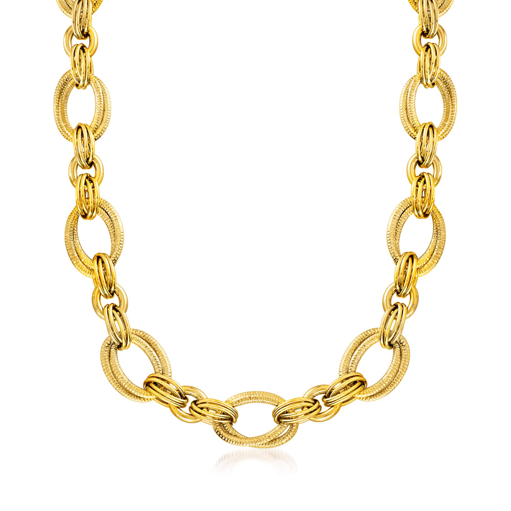 14kt Yellow Gold Byzantine Necklace with Diamond Clasp | Ross-Simons