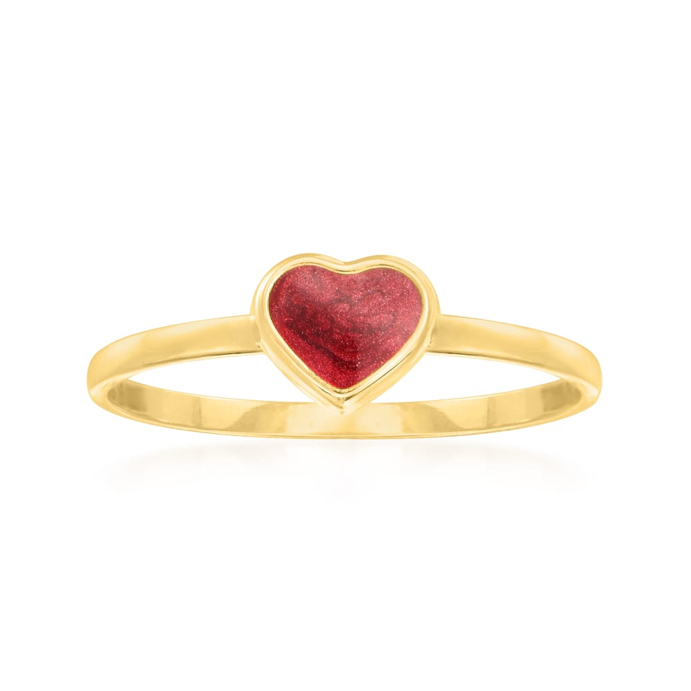 Red Enamel Heart Ring in 14kt Yellow Gold Ross Simons