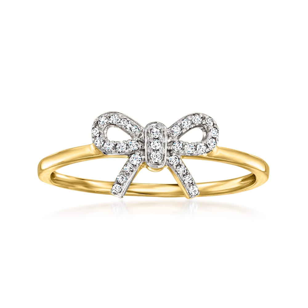 14K White Gold Baguette & Round Diamond Bow Ring – Raymond Lee Jewelers