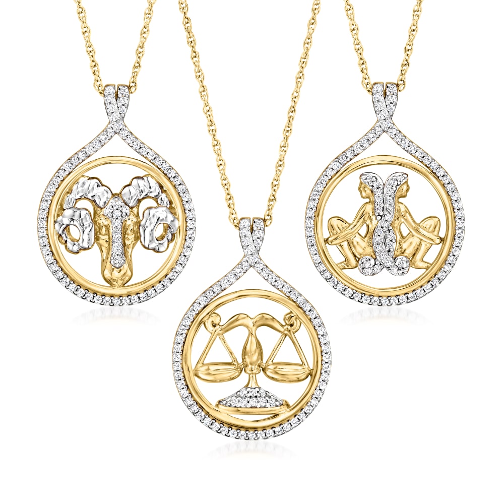30 ct. t.w. White Topaz Zodiac Pendant Necklace in 18kt Gold Over