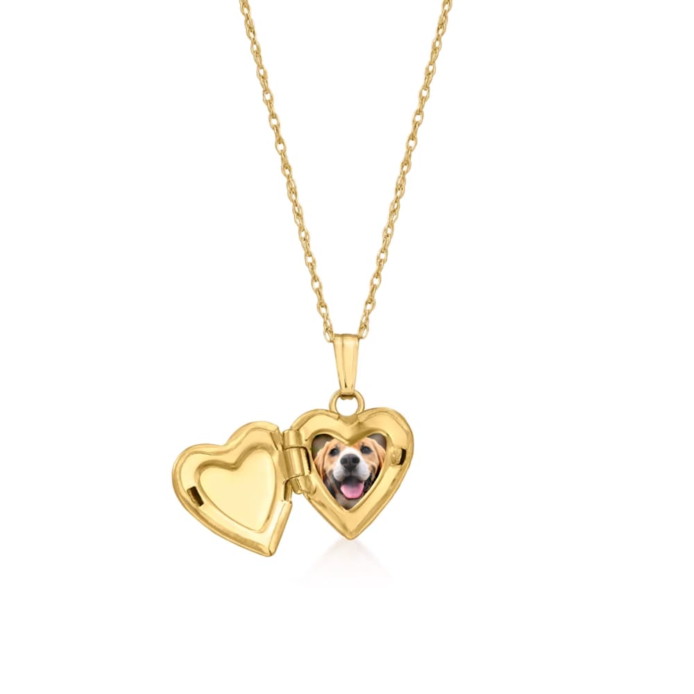 Ross-Simons - Single-Initial - Baby's 14kt Yellow Gold Heart Locket Necklace. Size 13