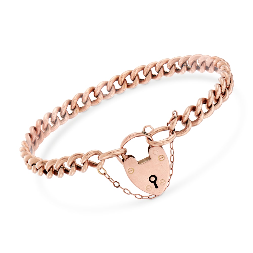 Vintage Heart Lock Rose Gold Bracelet