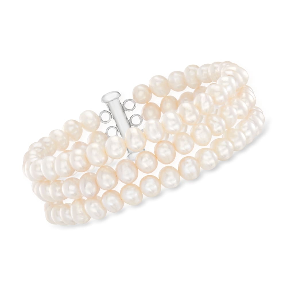 9ct White Gold 19cm Cultured Freshwater Pearl Bracelet in White | Angus &  Coote