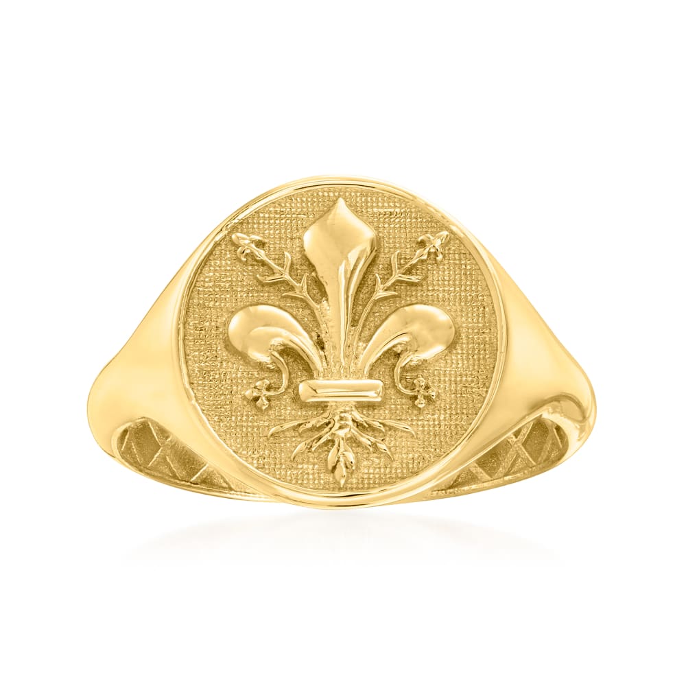 Italian 14kt Yellow Gold Fleur-De-Lis Signet Ring | Ross-Simons
