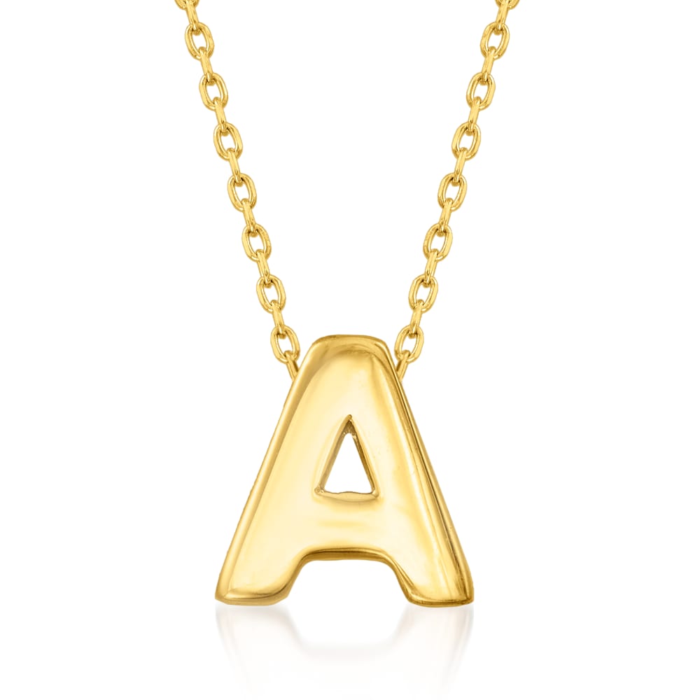 14k Solid Yellow Gold Mini Initial V Necklace with Spring Ring