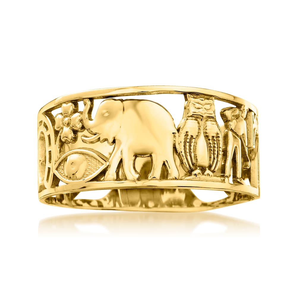 14K Yellow Gold Horseshoe Elephant Clover Good Luck Ring Four Leaf Clover  Ring Elephant Ring / Anillo de Buena Suerte para Mujer y Hombre -  Walmart.com