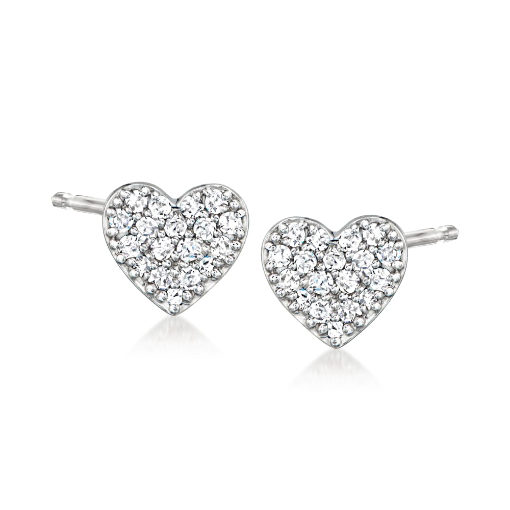 Monochrome Puffy Pave Heart Stud Earrings (Silver) – Popular J