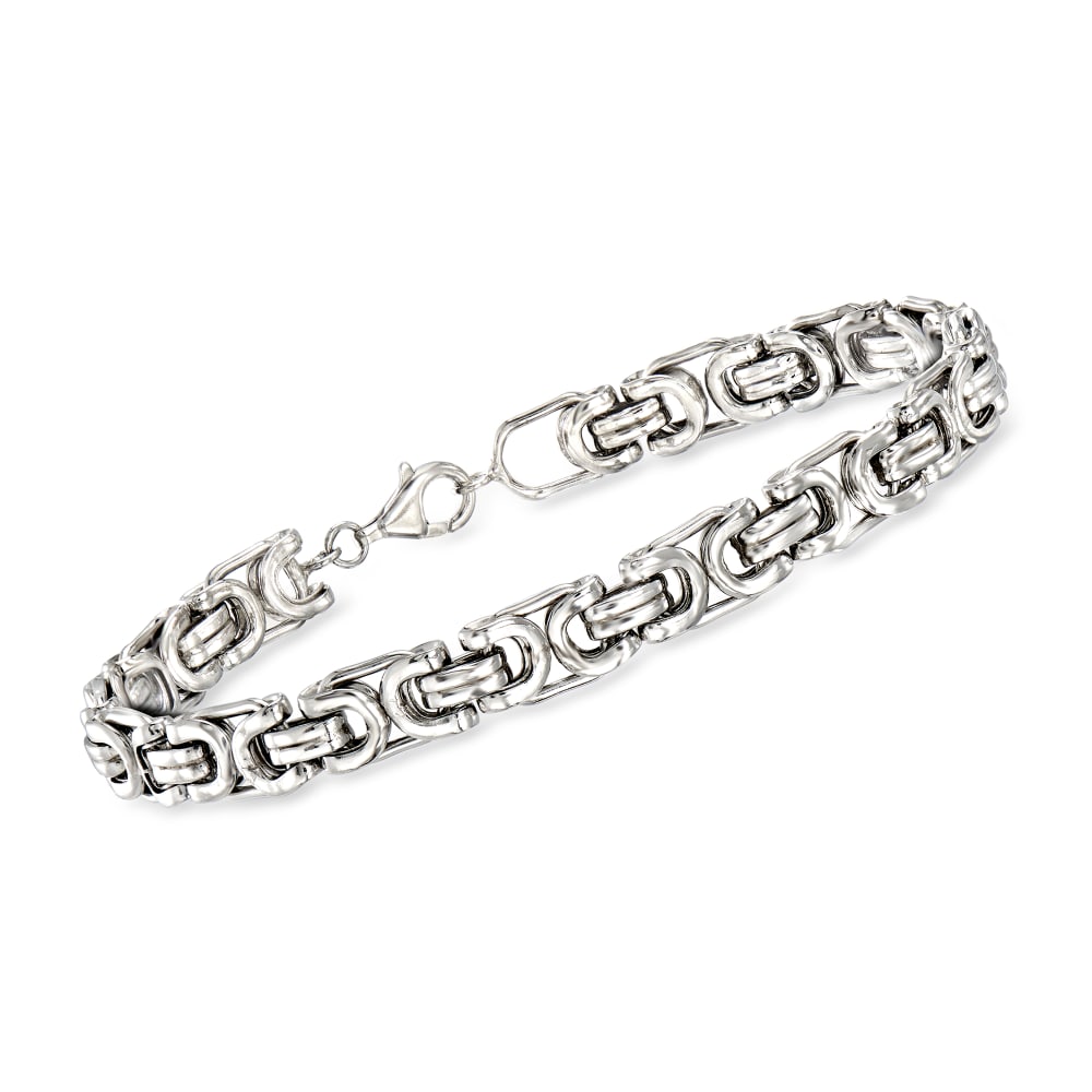 Men's Thick Sterling Silver Chain Bracelet Hook Clasp