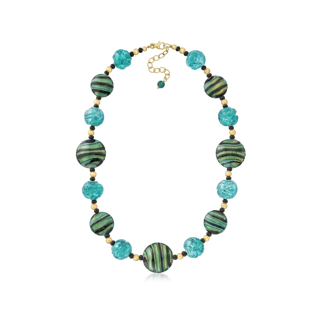 Ross-Simons Italian Multicolored Murano Glass Bead Necklace With 18kt Gold  Over Sterling for Female, Adult 