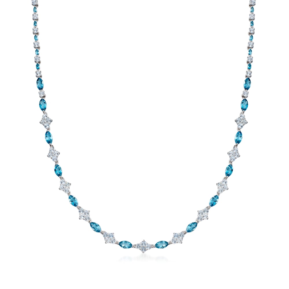 17.80 ct. t.w. Sky and London Blue Topaz Tennis Necklace in