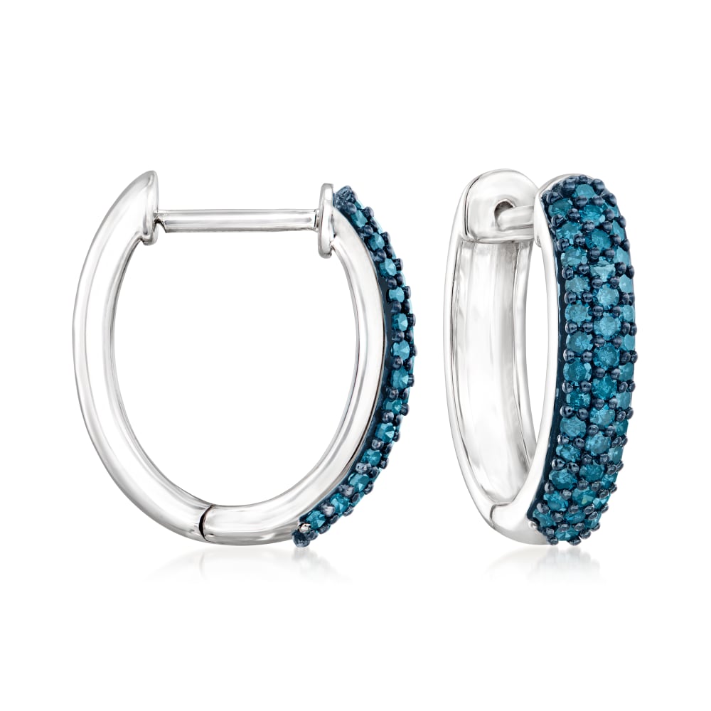 Blue diamond hoop earrings sale
